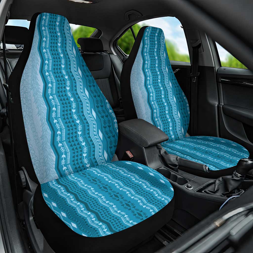 Vintage Cobalt Blue Hawaiian Traditional Kapa Mix Flowers Lei Car Seat Cover