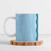 Vintage Cobalt Blue Hawaiian Traditional Kapa Mix Flowers Lei Ceramic Mug