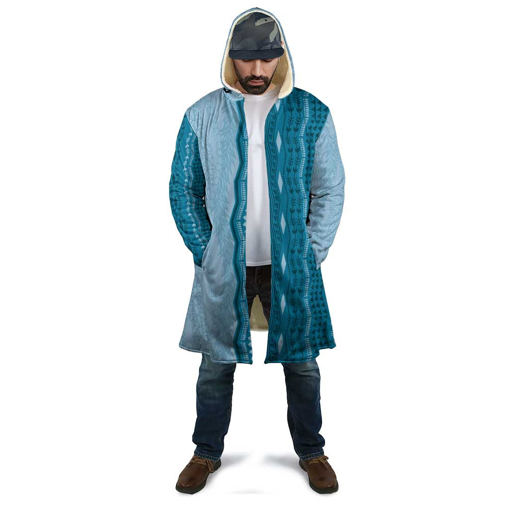 Vintage Cobalt Blue Hawaiian Traditional Kapa Mix Flowers Lei Cloak