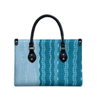 Vintage Cobalt Blue Hawaiian Traditional Kapa Mix Flowers Lei Leather Bag LT7 - Polynesian Pride