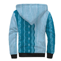 Vintage Cobalt Blue Hawaiian Traditional Kapa Mix Flowers Lei Sherpa Hoodie