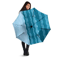 Vintage Cobalt Blue Hawaiian Traditional Kapa Mix Flowers Lei Umbrella LT7 - Polynesian Pride