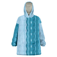 Vintage Cobalt Blue Hawaiian Traditional Kapa Mix Flowers Lei Wearable Blanket Hoodie