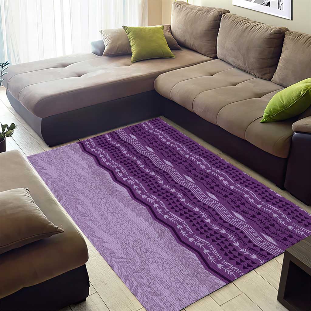 Vintage Violet Hawaiian Traditional Kapa Mix Flowers Lei Area Rug