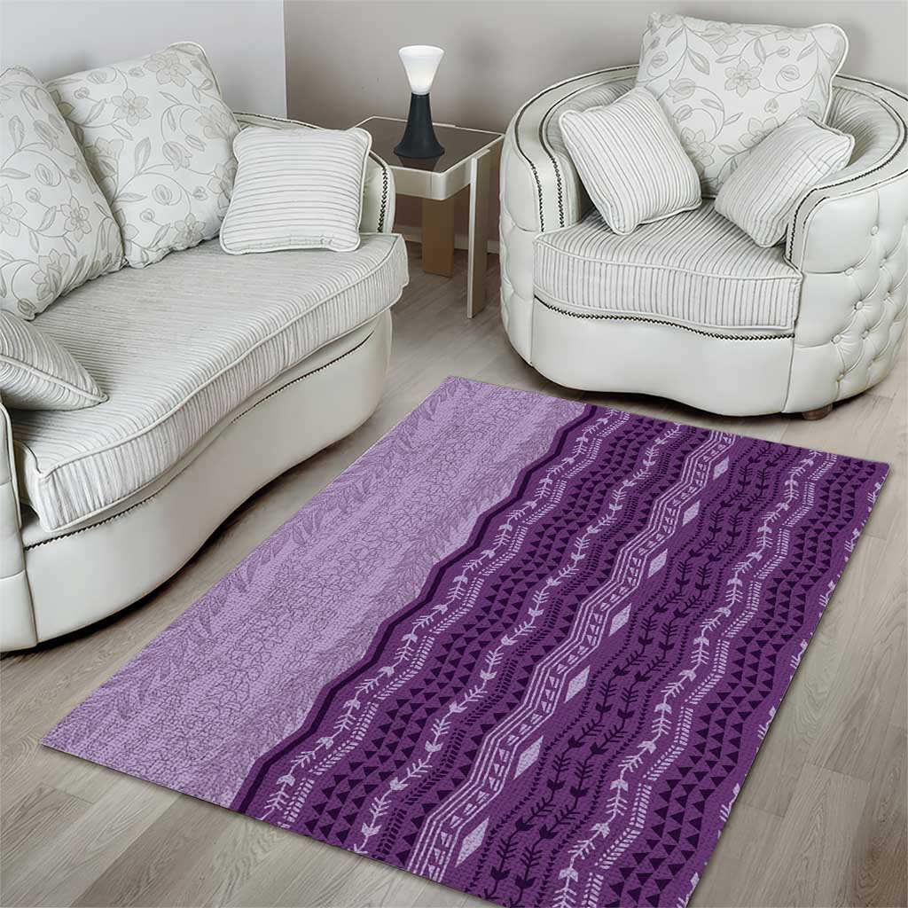 Vintage Violet Hawaiian Traditional Kapa Mix Flowers Lei Area Rug