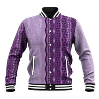 Vintage Violet Hawaiian Traditional Kapa Mix Flowers Lei Baseball Jacket