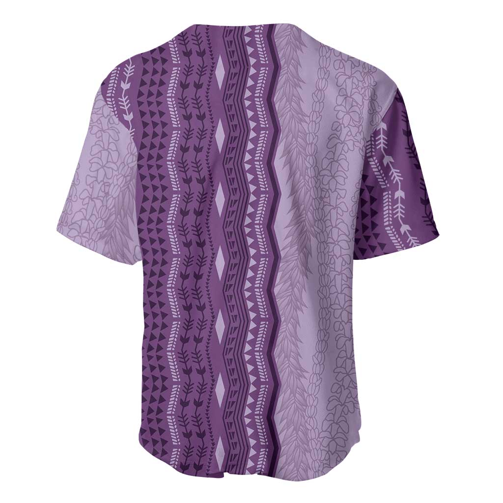 Vintage Violet Hawaiian Traditional Kapa Mix Flowers Lei Baseball Jersey LT7 - Polynesian Pride