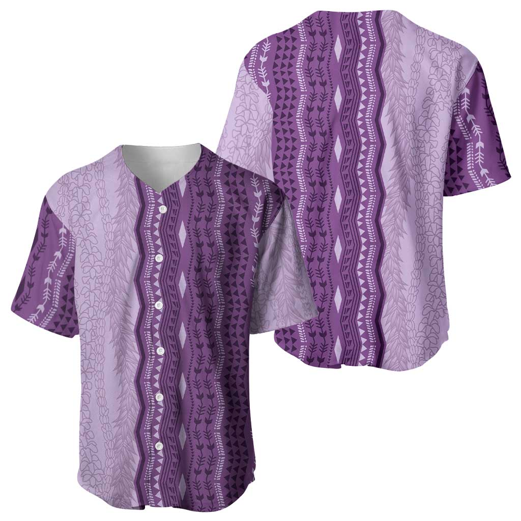 Vintage Violet Hawaiian Traditional Kapa Mix Flowers Lei Baseball Jersey LT7 - Polynesian Pride