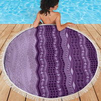 Vintage Violet Hawaiian Traditional Kapa Mix Flowers Lei Beach Blanket