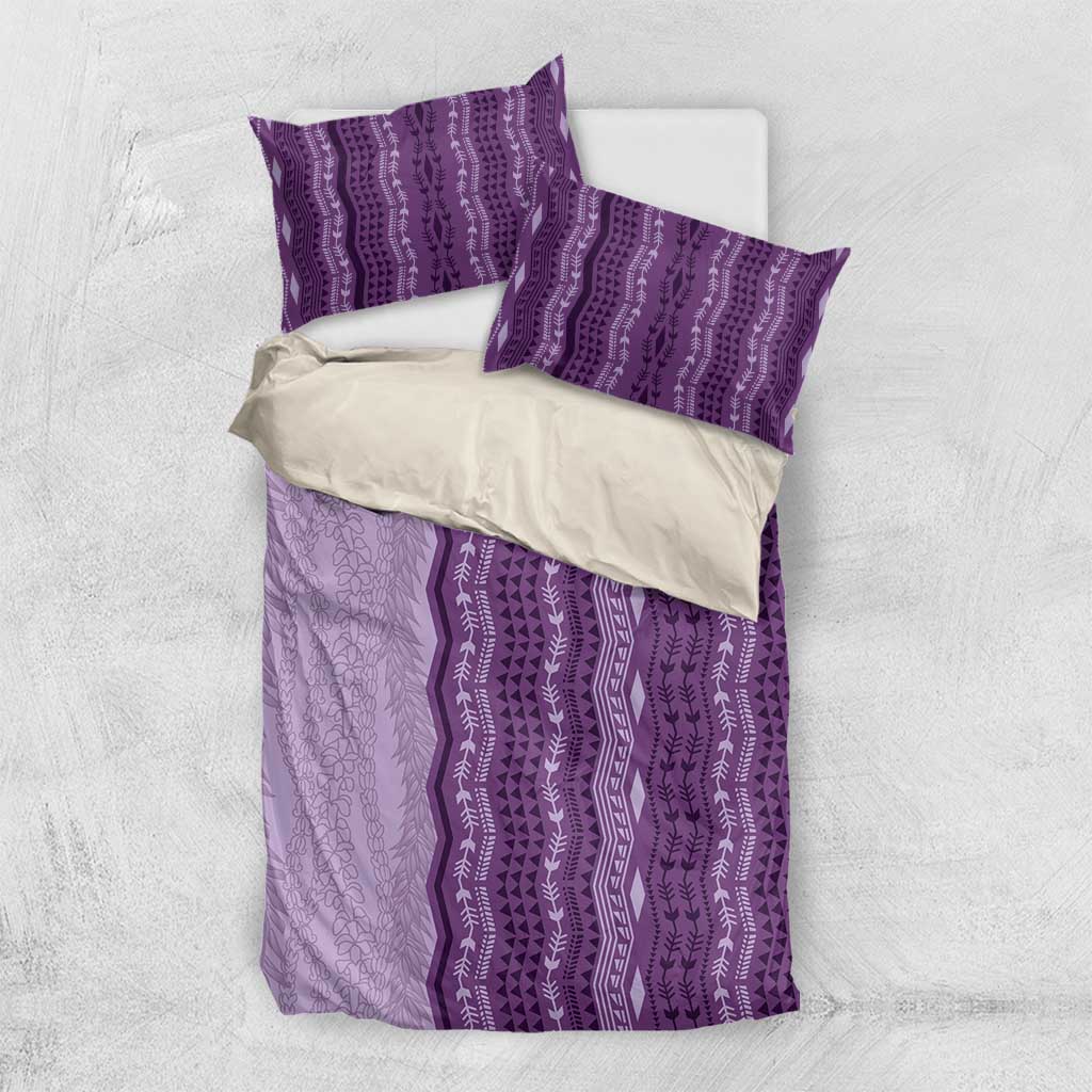 Vintage Violet Hawaiian Traditional Kapa Mix Flowers Lei Bedding Set LT7 US Twin 172cm x 218cm Violet - Polynesian Pride