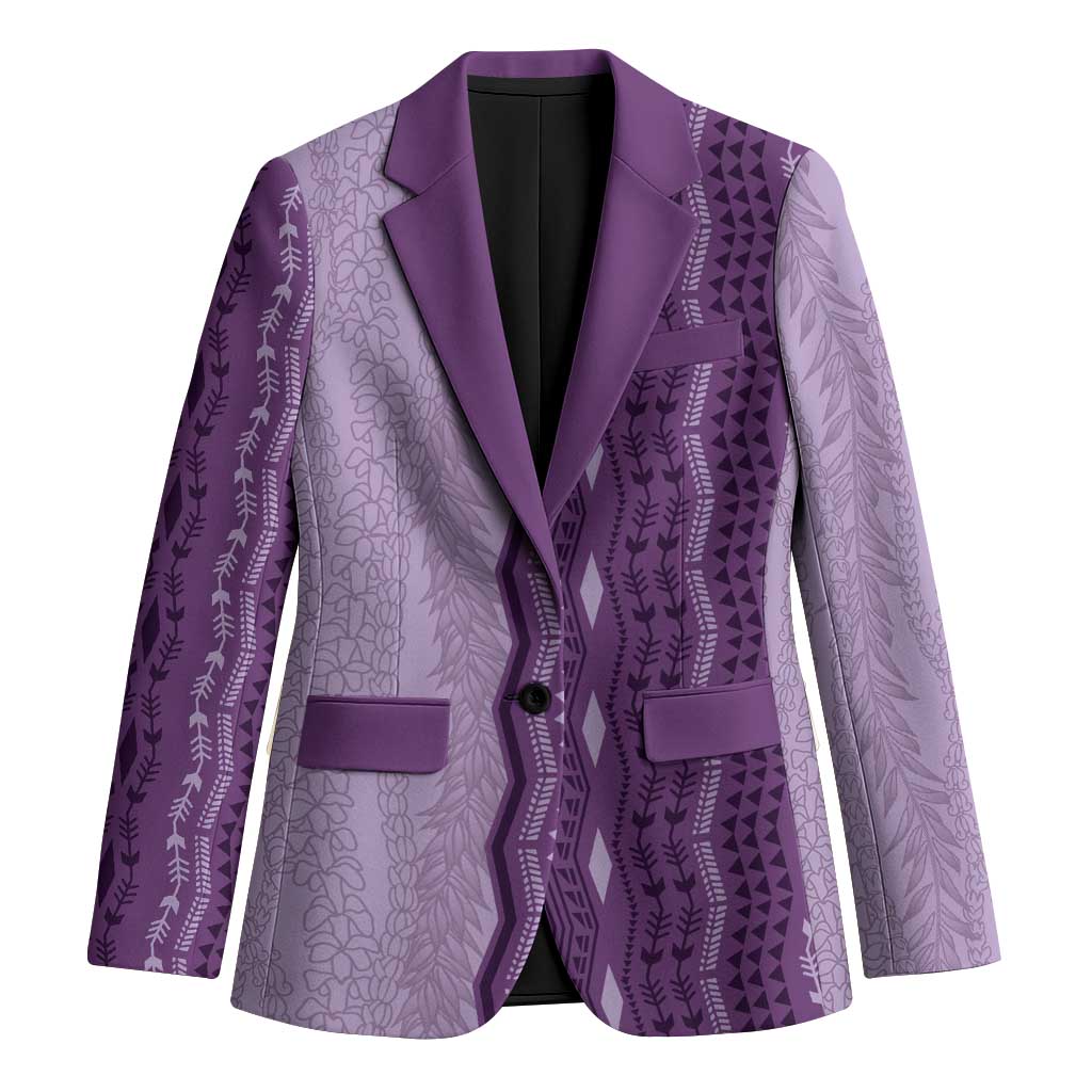 Vintage Violet Hawaiian Traditional Kapa Mix Flowers Lei Blazer