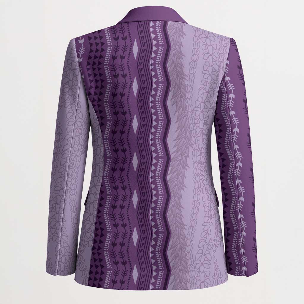 Vintage Violet Hawaiian Traditional Kapa Mix Flowers Lei Blazer