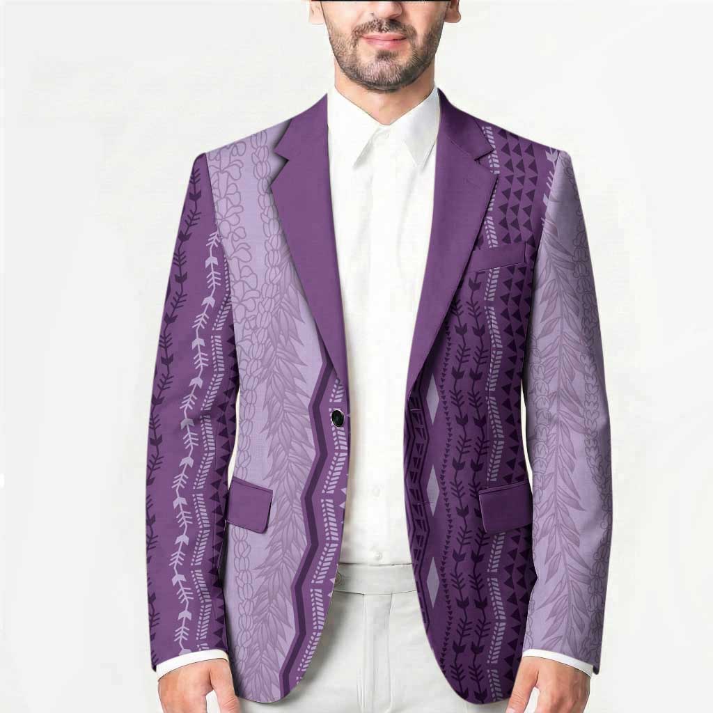 Vintage Violet Hawaiian Traditional Kapa Mix Flowers Lei Blazer
