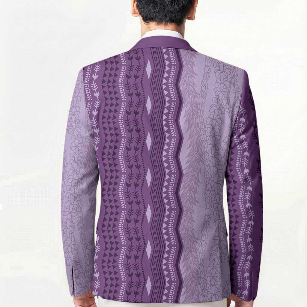 Vintage Violet Hawaiian Traditional Kapa Mix Flowers Lei Blazer
