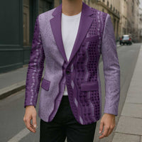 Vintage Violet Hawaiian Traditional Kapa Mix Flowers Lei Blazer