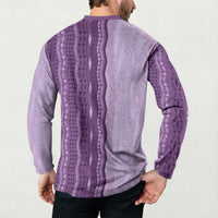 Vintage Violet Hawaiian Traditional Kapa Mix Flowers Lei Button Sweatshirt