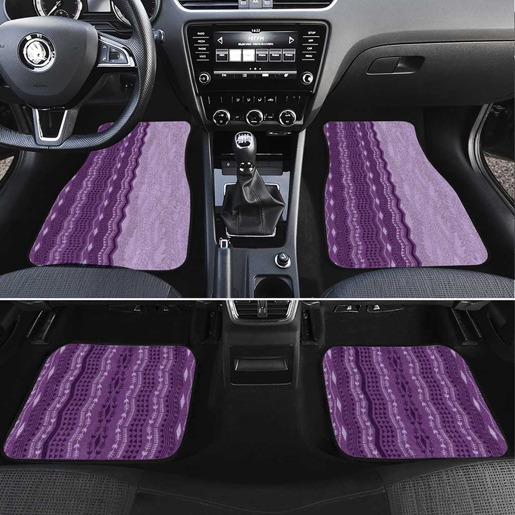 Vintage Violet Hawaiian Traditional Kapa Mix Flowers Lei Car Mats LT7 Set 4pcs Violet - Polynesian Pride