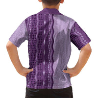 Vintage Violet Hawaiian Traditional Kapa Mix Flowers Lei Family Matching Puletasi and Hawaiian Shirt