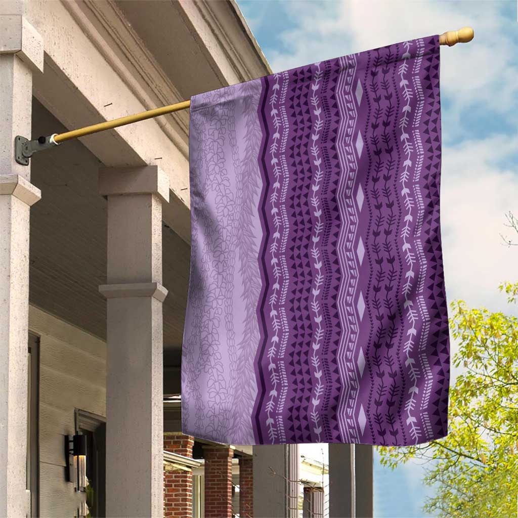 Vintage Violet Hawaiian Traditional Kapa Mix Flowers Lei Garden Flag