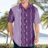 Vintage Violet Hawaiian Traditional Kapa Mix Flowers Lei Hawaiian Shirt