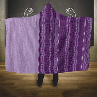 Vintage Violet Hawaiian Traditional Kapa Mix Flowers Lei Hooded Blanket