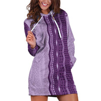 Vintage Violet Hawaiian Traditional Kapa Mix Flowers Lei Hoodie Dress LT7 Violet - Polynesian Pride