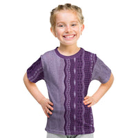 Vintage Violet Hawaiian Traditional Kapa Mix Flowers Lei Kid T Shirt