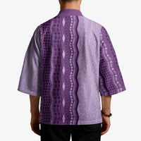 Vintage Violet Hawaiian Traditional Kapa Mix Flowers Lei Kimono