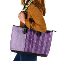 Vintage Violet Hawaiian Traditional Kapa Mix Flowers Lei Leather Tote Bag