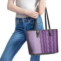 Vintage Violet Hawaiian Traditional Kapa Mix Flowers Lei Leather Tote Bag