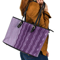 Vintage Violet Hawaiian Traditional Kapa Mix Flowers Lei Leather Tote Bag