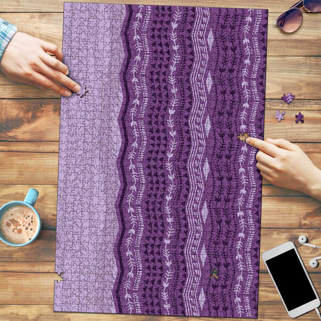 Vintage Violet Hawaiian Traditional Kapa Mix Flowers Lei Puzzle