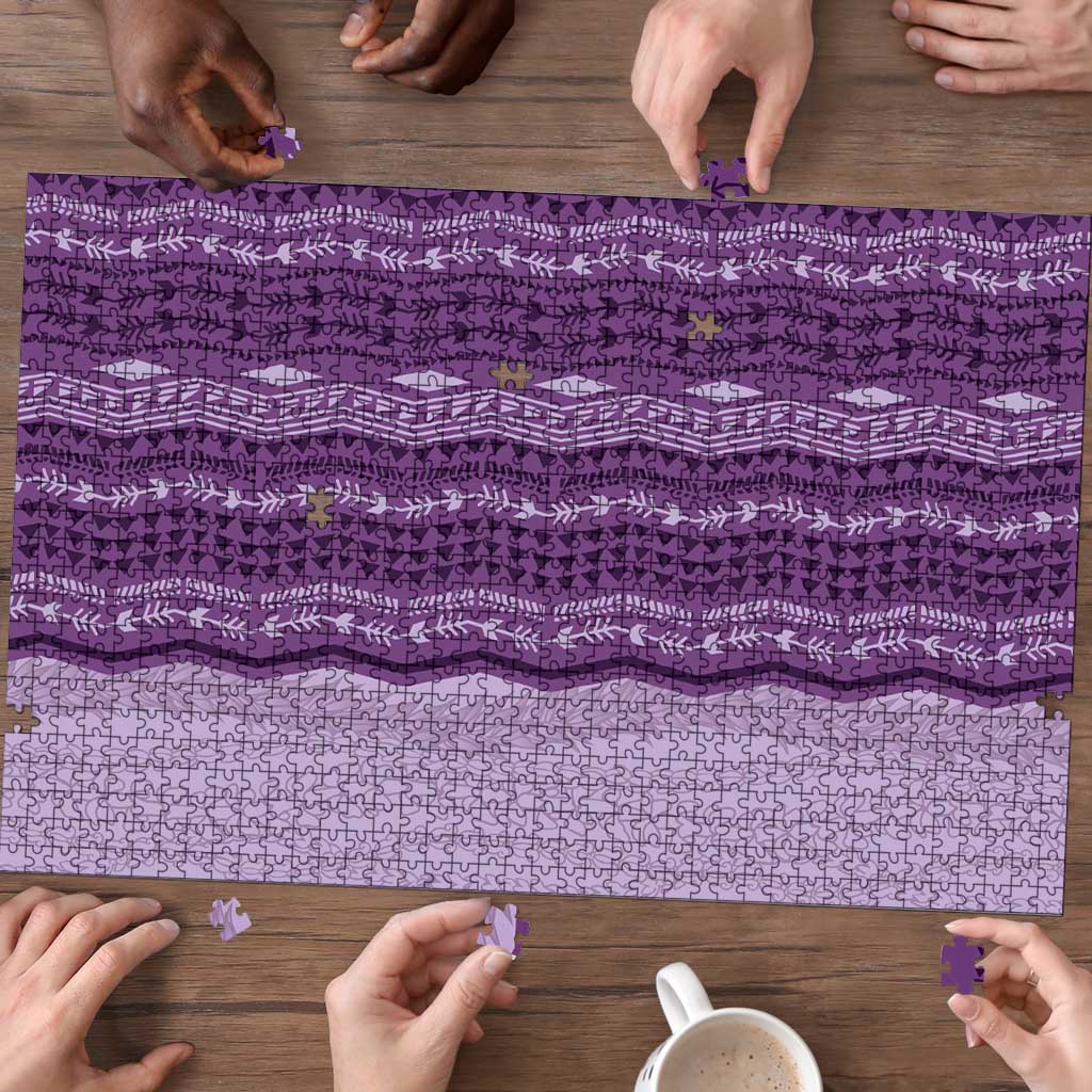 Vintage Violet Hawaiian Traditional Kapa Mix Flowers Lei Puzzle