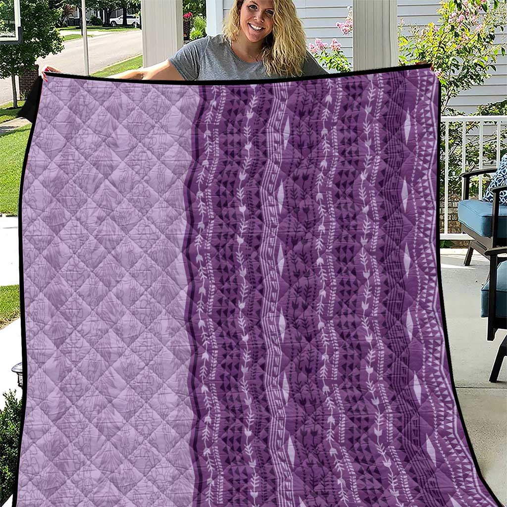 Vintage Violet Hawaiian Traditional Kapa Mix Flowers Lei Quilt LT7 Violet - Polynesian Pride
