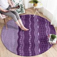 Vintage Violet Hawaiian Traditional Kapa Mix Flowers Lei Round Carpet