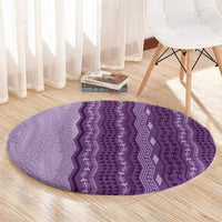 Vintage Violet Hawaiian Traditional Kapa Mix Flowers Lei Round Carpet