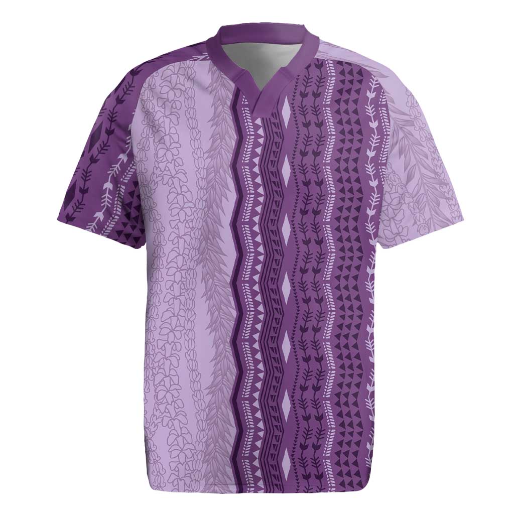 Vintage Violet Hawaiian Traditional Kapa Mix Flowers Lei Rugby Jersey