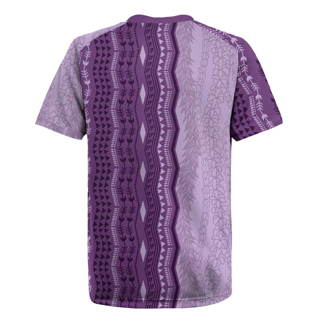 Vintage Violet Hawaiian Traditional Kapa Mix Flowers Lei Rugby Jersey