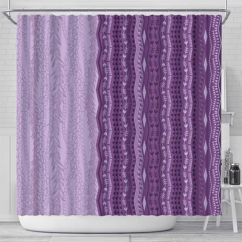 Vintage Violet Hawaiian Traditional Kapa Mix Flowers Lei Shower Curtain