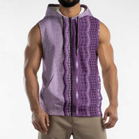 Vintage Violet Hawaiian Traditional Kapa Mix Flowers Lei Sleeveless Zip Hoodie