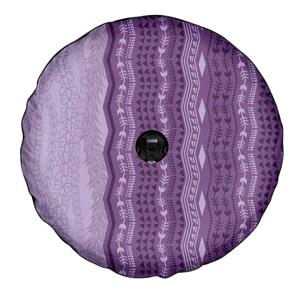 Vintage Violet Hawaiian Traditional Kapa Mix Flowers Lei Spare Tire Cover LT7 - Polynesian Pride