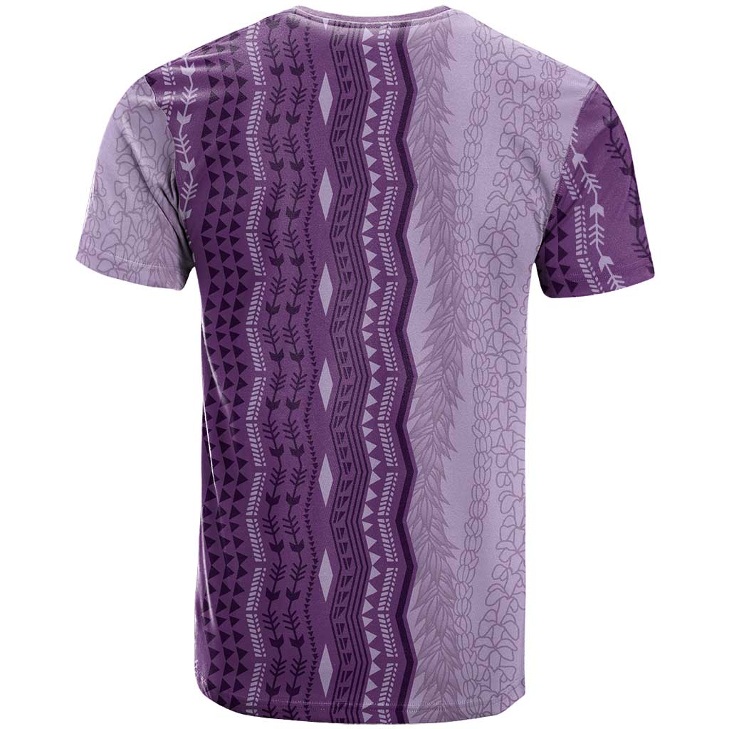 Vintage Violet Hawaiian Traditional Kapa Mix Flowers Lei T Shirt