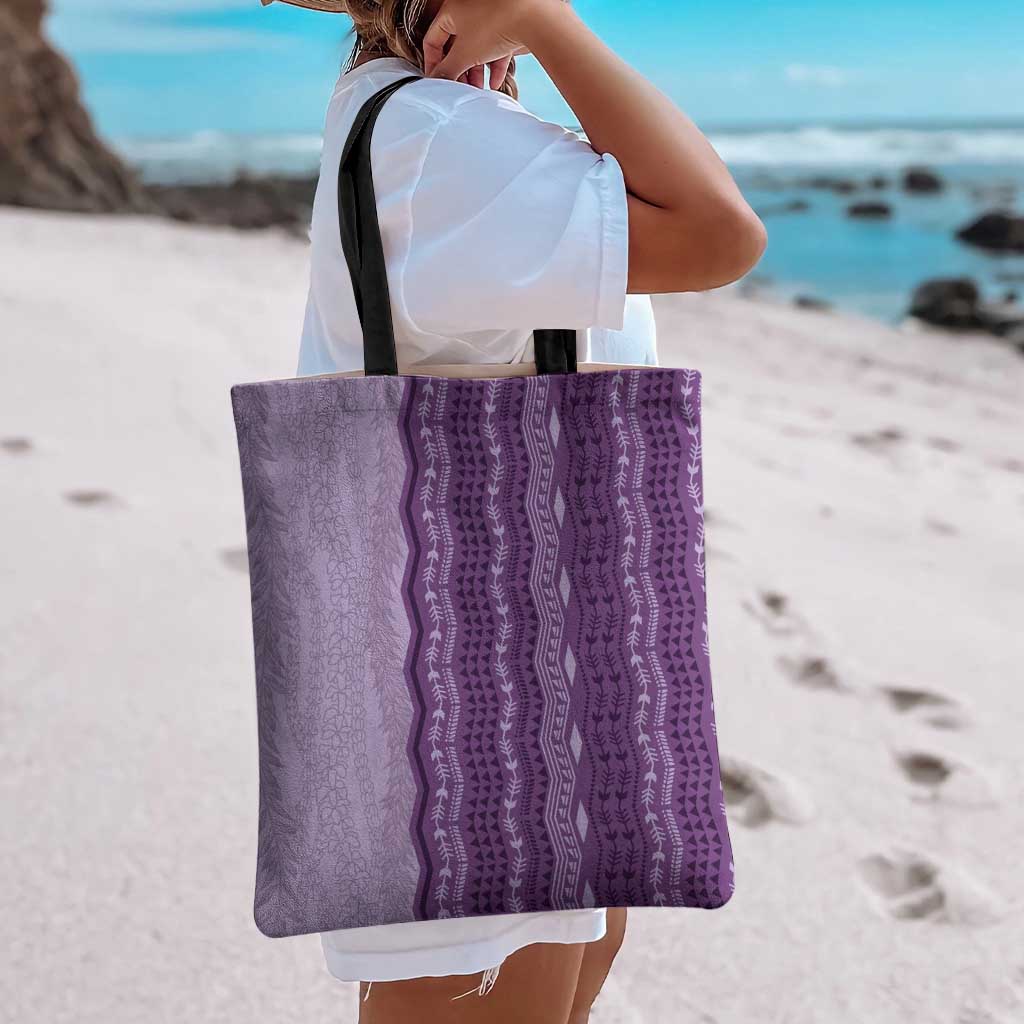 Vintage Violet Hawaiian Traditional Kapa Mix Flowers Lei Tote Bag