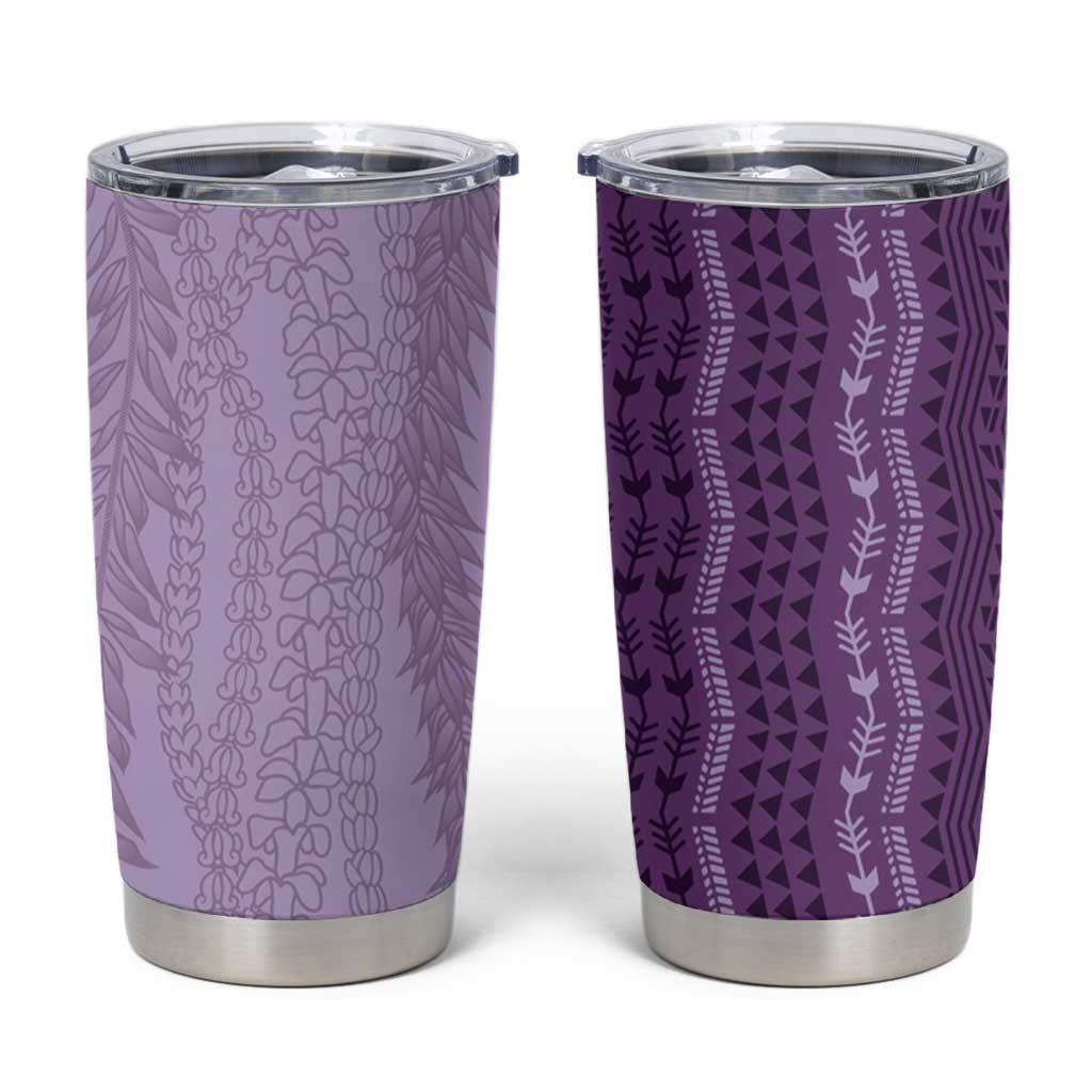 Vintage Violet Hawaiian Traditional Kapa Mix Flowers Lei Tumbler Cup LT7 Violet - Polynesian Pride