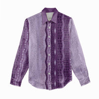 Vintage Violet Hawaiian Traditional Kapa Mix Flowers Lei Women Casual Shirt