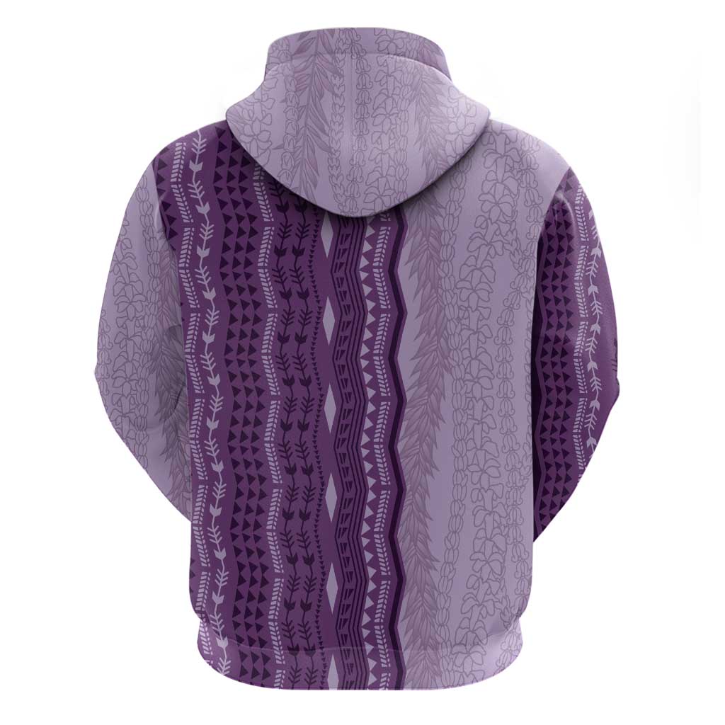 Vintage Violet Hawaiian Traditional Kapa Mix Flowers Lei Zip Hoodie LT7 - Polynesian Pride