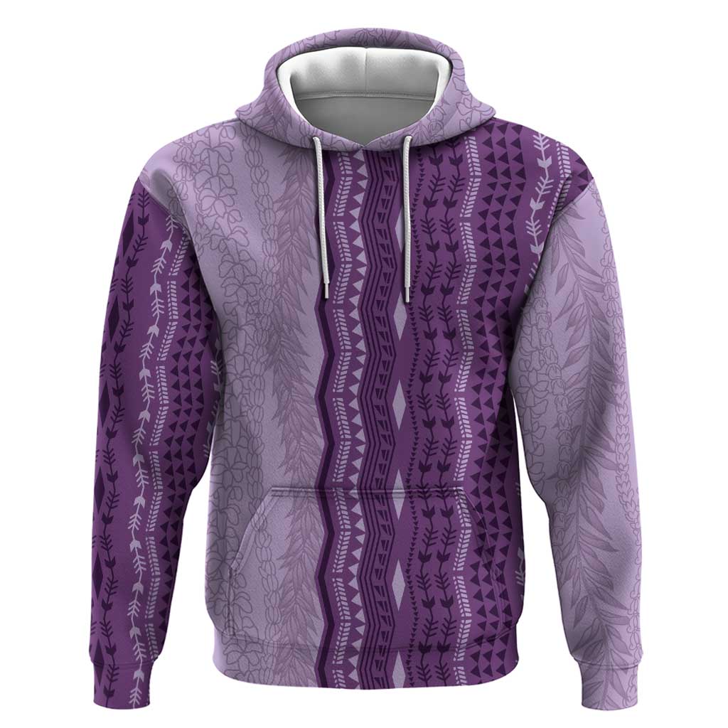 Vintage Violet Hawaiian Traditional Kapa Mix Flowers Lei Zip Hoodie LT7 Pullover Hoodie Violet - Polynesian Pride