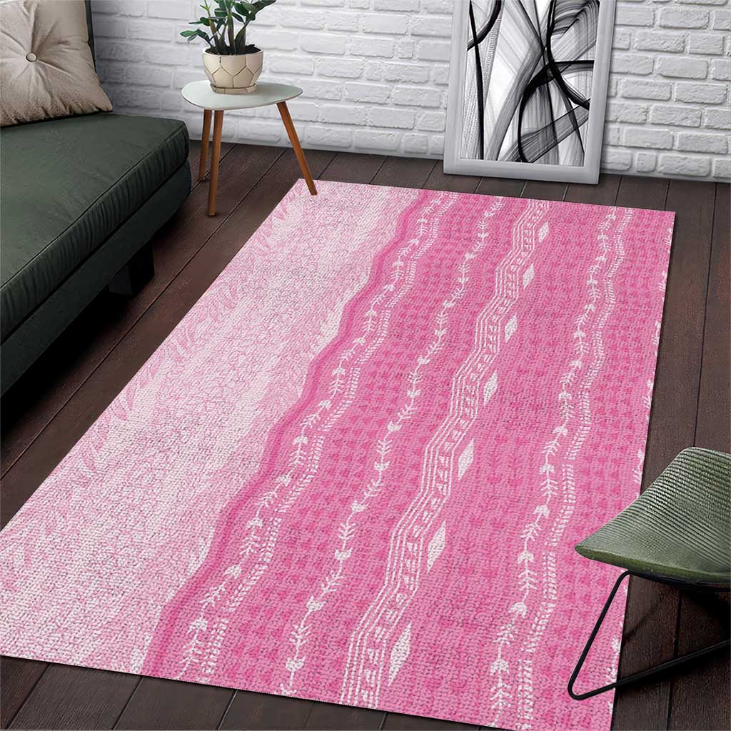 Vintage Pink Hawaiian Traditional Kapa Mix Flowers Lei Area Rug LT7 Pink - Polynesian Pride