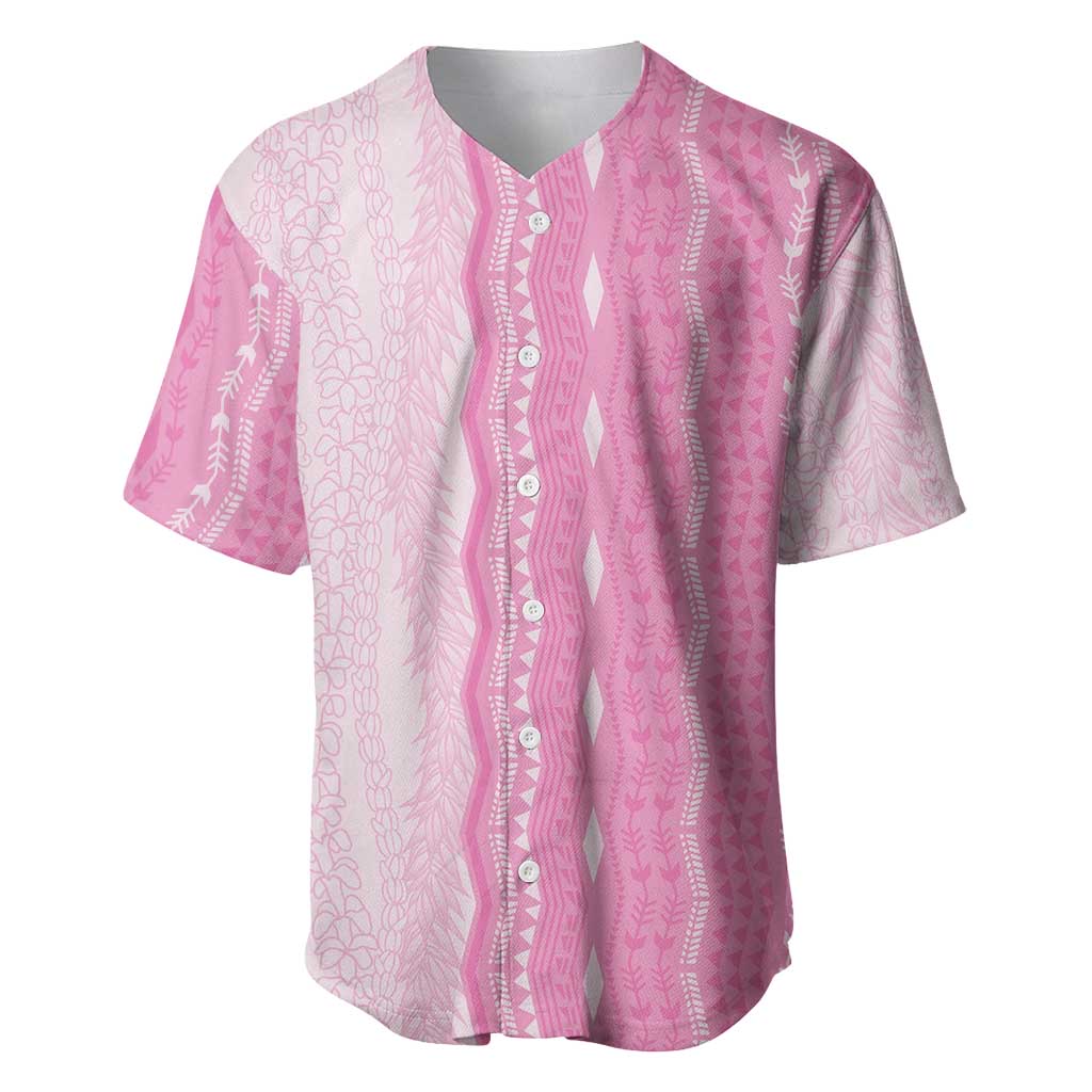 Vintage Pink Hawaiian Traditional Kapa Mix Flowers Lei Baseball Jersey