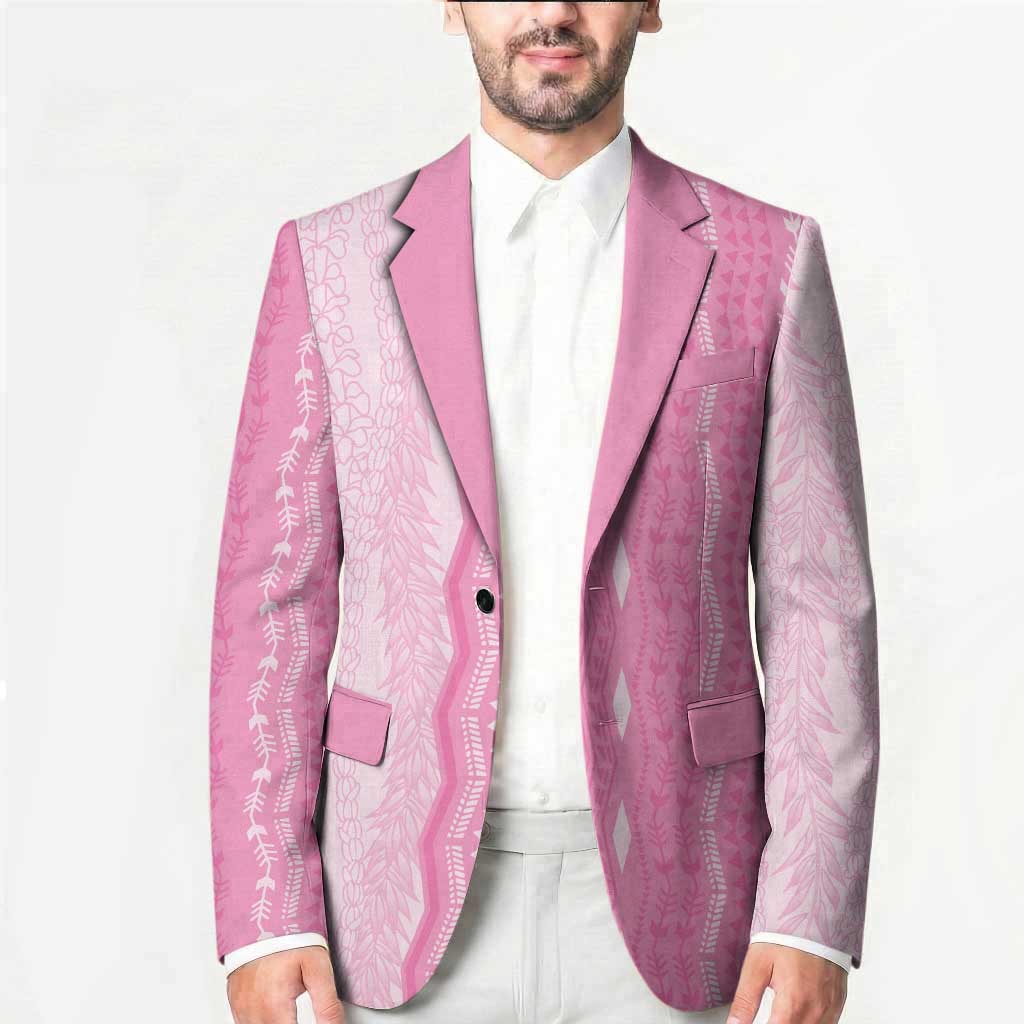 Vintage Pink Hawaiian Traditional Kapa Mix Flowers Lei Blazer